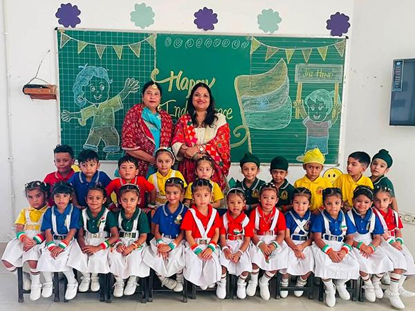 Students celebrating Teej at Apex International School